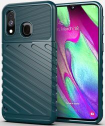 Geen Samsung Galaxy A40 Twill Thunder Texture Back Cover Groen