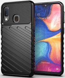 Geen Samsung Galaxy A20e Twill Thunder Texture Back Cover Zwart