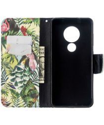 Geen Nokia 6.2 / 7.2 Portemonnee Hoesje met Planten Print