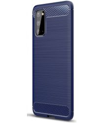 Selected by GSMpunt.nl Samsung Galaxy S20 Hoesje Geborsteld TPU Flexibele Back Cover Blauw