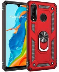 Geen Huawei P30 Lite Hybride Hoesje met Kickstand Rood