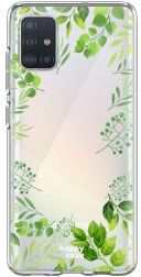 HappyCase Samsung Galaxy A51 Hoesje Flexibel TPU Leaves Print