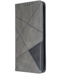Geen Samsung Galaxy S20 Hoesje Geometrie Wallet Book Case Voor Pasjes Grijs