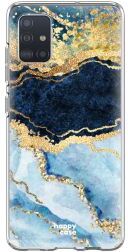 HappyCase Samsung Galaxy A71 Hoesje Flexibel TPU Blauw Marmer Print