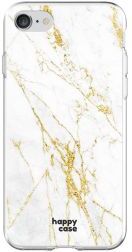 HappyCase Apple iPhone 8 Flexibel TPU Hoesje Wit Marmer Print