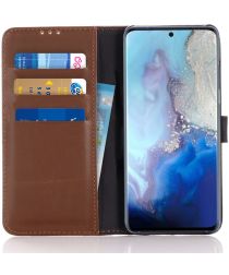 Geen Samsung Galaxy S20 Hoesje Retro Wallet Book Case Kunst Leer Bruin