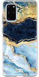 HappyCase Samsung S20 Plus Hoesje Flexibel TPU Blauw Marmer Print