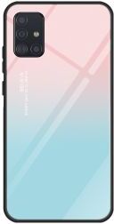 Geen Samsung Galaxy A71 Hoesje Printing Glass Blauw/Roze