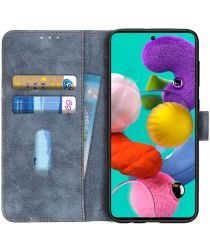 Geen Samsung Galaxy A51 Hoesje Wallet Bookcase Leer Shell Blauw