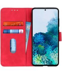 Geen Samsung Galaxy S20 Plus Hoesje Retro Style Wallet Book Case Rood