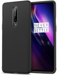 Geen OnePlus 8 Twill Slim Texture TPU Hoesje Zwart