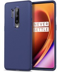 Geen OnePlus 8 Pro Twill Slim Texture TPU Hoesje Blauw