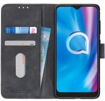 Khazneh Alcatel 1S 2020 / 3L 2020 Hoesje Retro Wallet Book Case Zwart