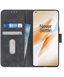 KHAZNEH OnePlus 8 Hoesje Retro Wallet Book Case Zwart