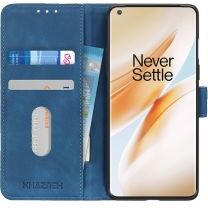 KHAZNEH OnePlus 8 Hoesje Retro Wallet Book Case Blauw