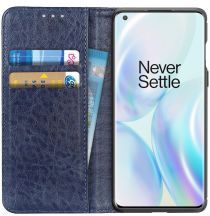 Geen OnePlus 8 Pro Crazy Horse Portemonnee Hoesje Blauw