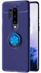 Geen OnePlus 8 Hoesje met Kickstand Ring Blauw