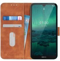 Khazneh Nokia 1.3 Hoesje Vintage Wallet Book Case Bruin