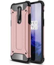 Geen OnePlus 8 Hoesje Shock Proof Hybride Back Cover Roze Goud