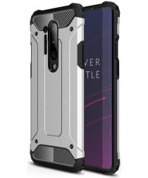 Geen OnePlus 8 Pro Hoesje Shock Proof Hybride Back Cover Zilver
