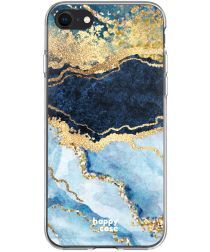 HappyCase Apple iPhone SE 2020 Hoesje Flexibel TPU Blauw Marmer Print