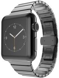 Geen Apple Watch 41MM / 40MM / 38MM Bandje Luxe Schakelband Roestvrij Staal Zwart