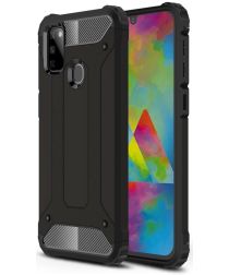 Geen Samsung Galaxy M21 Hoesje Shock Proof Hybride Back Cover Zwart