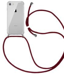 Geen Apple iPhone SE (2020) / 8 Hoesje Hybride Back Cover met Koord Rood