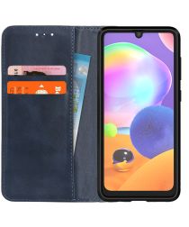 Geen Samsung Galaxy A31 Hoesje Portemonnee Splitleer Book Case Blauw