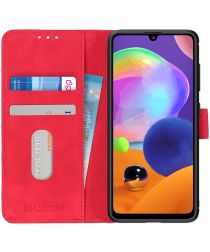 KHAZNEH Samsung Galaxy A31 Hoesje Retro Wallet Book Case Rood