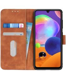 KHAZNEH Samsung Galaxy A31 Hoesje Retro Wallet Book Case Bruin