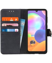 KHAZNEH Samsung Galaxy A31 Hoesje Portemonnee Book Case Zwart