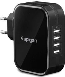 Spigen Essential F401 USB Oplader 34W met 4 Poorten Zwart