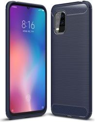 Geen Xiaomi Mi 10 Lite Hoesje Geborsteld TPU Flexibele Back Cover Blauw