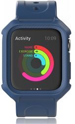 Geen Apple Watch 40MM Hoesje Full Protect Carbon met Siliconen Bandje Blauw