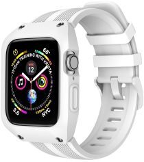 Geen Apple Watch 42MM Hoesje Robuust Full Protect met Siliconen Band Wit