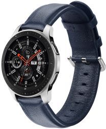 Geen Universeel Smartwatch 20MM Bandje Echt Leer met RVS Gespsluiting Blauw