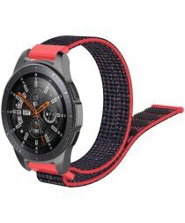 Geen Universeel Smartwatch 22MM Bandje Nylon met Klittenband Zwart/Rood