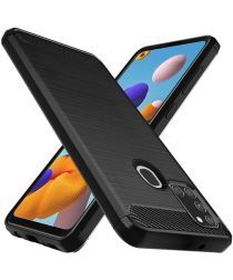 Selected by GSMpunt.nl Samsung Galaxy A21S Hoesje Geborsteld TPU Flexibel Zwart