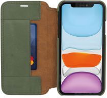 Minim Apple iPhone 11 Hoesje Echt Leer Book Case Groen