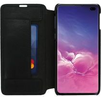 Minim Samsung Galaxy S10+ Hoesje Echt Leer Book Case Zwart