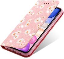 Geen Apple iPhone 11 Daisy Bloemen Print Book Case Roze