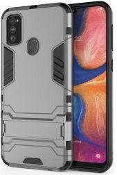 Geen Samsung Galaxy M21 Hoesje Back Cover Met Kickstand Grijs