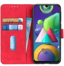 KHAZNEH Samsung Galaxy M21 Hoesje Retro Wallet Book Case Rood