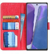 Geen Samsung Galaxy Note 20 Hoesje Portemonnee Book Cover Rood