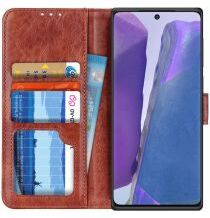 Geen Samsung Galaxy Note 20 Hoesje Portemonnee Book Cover Bruin