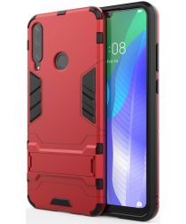 Geen Huawei Y6p Hybride Hoesje met Kickstand Rood