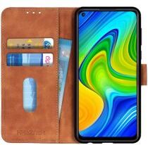 KHAZNEH Xiaomi Redmi Note 9 Hoesje Retro Wallet Book Case Bruin