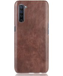 Geen Oppo Reno 3 / Find X2 Lite Hoesje met Kunstleer Coating Bruin