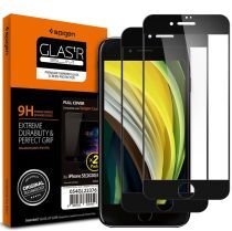 Spigen Tempered Glass Full Cover iPhone SE 2020 Zwart (2-Pack)